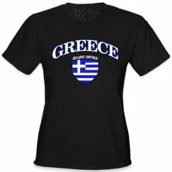 Bewild Nationality & Ethnic International Soccer Shirts - Greece Crest T-Shirt (Girls)