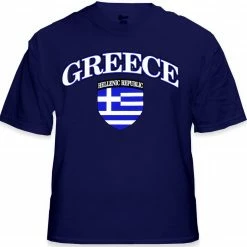 Bewild Nationality & Ethnic International Soccer Shirts - Greece Crest T-Shirt (Mens)