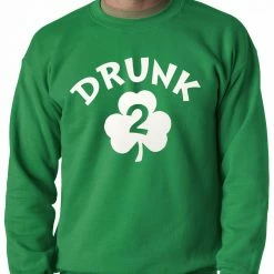Bewild St.Patricks Day Irish Shamrock Drunk Crewneck Sweatshirt (Kelly Green)
