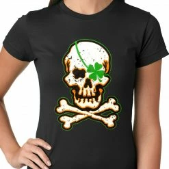 Bewild Irish Shamrock Skull And Crossbones Girls T-shirt Women's T-Shirts