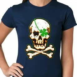 Bewild Irish Shamrock Skull And Crossbones Girls T-shirt Women's T-Shirts