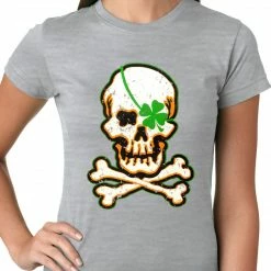 Bewild Irish Shamrock Skull And Crossbones Girls T-shirt Women's T-Shirts