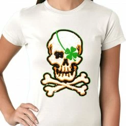 Bewild Irish Shamrock Skull And Crossbones Girls T-shirt Women's T-Shirts