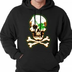 Bewild St.Patricks Day Irish Shamrock Skull And Crossbones Hoodie