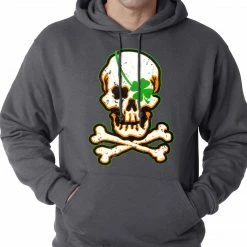 Bewild St.Patricks Day Irish Shamrock Skull And Crossbones Hoodie