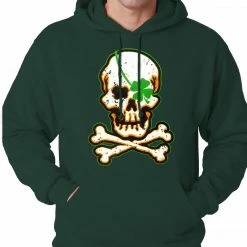Bewild St.Patricks Day Irish Shamrock Skull And Crossbones Hoodie