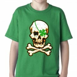 Bewild Irish Shamrock Skull And Crossbones Kids T-shirt
