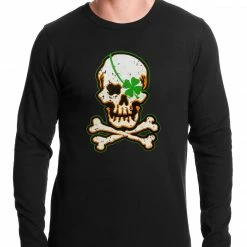 Bewild St.Patricks Day Irish Shamrock Skull And Crossbones Thermal Shirt