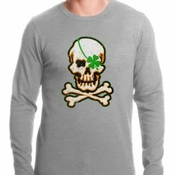 Bewild St.Patricks Day Irish Shamrock Skull And Crossbones Thermal Shirt