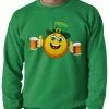 Bewild St.Patricks Day Irish St. Patrick's Day Drinking Leprechaun Emoji Adult Crewneck 2 Bewild St.Patricks Day Irish St. Patrick's Day Drinking Leprechaun Emoji Adult Crewneck