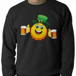 Bewild St.Patricks Day Irish St. Patrick's Day Drinking Leprechaun Emoji Adult Crewneck