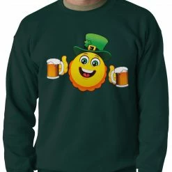 Bewild St.Patricks Day Irish St. Patrick's Day Drinking Leprechaun Emoji Adult Crewneck