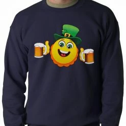 Bewild St.Patricks Day Irish St. Patrick's Day Drinking Leprechaun Emoji Adult Crewneck