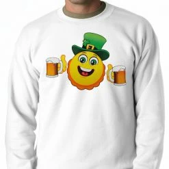 Bewild St.Patricks Day Irish St. Patrick's Day Drinking Leprechaun Emoji Adult Crewneck