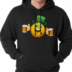 Bewild St.Patricks Day Irish St. Patrick's Day Drinking Leprechaun Emoji Adult Hoodie