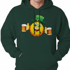 Bewild St.Patricks Day Irish St. Patrick's Day Drinking Leprechaun Emoji Adult Hoodie