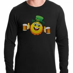 Bewild St.Patricks Day Irish St. Patrick's Day Drinking Leprechaun Emoji Thermal Shirt
