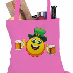Bewild Irish St. Patrick's Day Drinking Leprechaun Emoji Tote Bag Holiday Prints