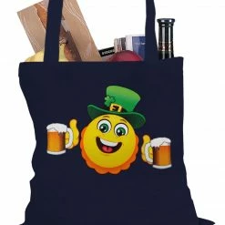 Bewild Irish St. Patrick's Day Drinking Leprechaun Emoji Tote Bag Holiday Prints