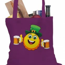 Bewild Irish St. Patrick's Day Drinking Leprechaun Emoji Tote Bag Holiday Prints