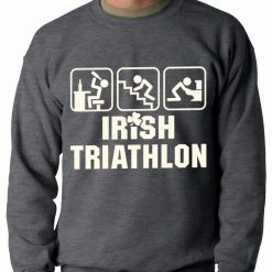 Bewild Irish Triathlon Funny St. Patrick's Day Adult Crewneck St.Patricks Day 12 Bewild Irish Triathlon Funny St. Patrick's Day Adult Crewneck St.Patricks Day