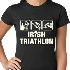 Bewild St.Patricks Day Irish Triathlon Funny St. Patrick's Day Ladies T-shirt