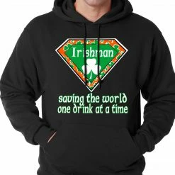 Bewild St.Patricks Day Irishman Saving The World One Drink At A Time Adult Hoodie