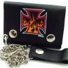 Bewild Wallets & Chains Iron Cross Fire Genuine Leather Chain Wallet