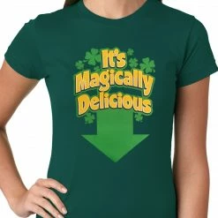 Bewild Women's T-Shirts It's Magically Delicious Irish Shamrock Girls T-shirt
