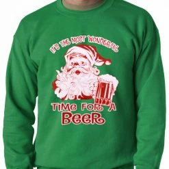Bewild It's The Most Wonderful Time For A Beer Funny Christmas Adult Crewneck