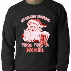 Bewild It's The Most Wonderful Time For A Beer Funny Christmas Adult Crewneck
