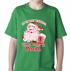 Bewild Holiday Prints It's The Most Wonderful Time For A Beer Funny Christmas Kids T-shirt