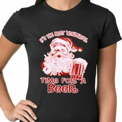 Bewild It's The Most Wonderful Time For A Beer Funny Christmas Ladies T-shirt Holiday Prints