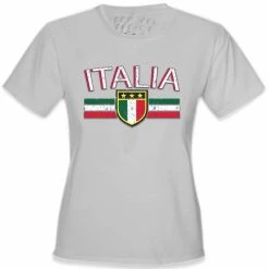 Bewild Nationality & Ethnic Italia Vintage Shield International Girls T-Shirt