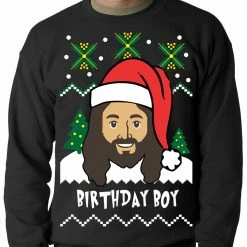 Bewild Holiday Prints Jesus - Birthday Boy - Ugly Christmas Sweater Crewneck Sweatshirt