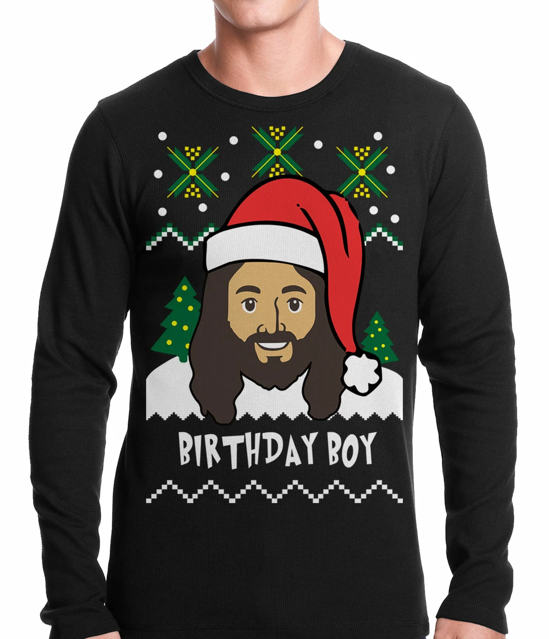 Bewild Holiday Prints Jesus - Birthday Boy - Ugly Christmas Thermal Shirt 5 Bewild Holiday Prints Jesus - Birthday Boy - Ugly Christmas Thermal Shirt