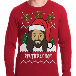 Bewild Holiday Prints Jesus - Birthday Boy - Ugly Christmas Thermal Shirt