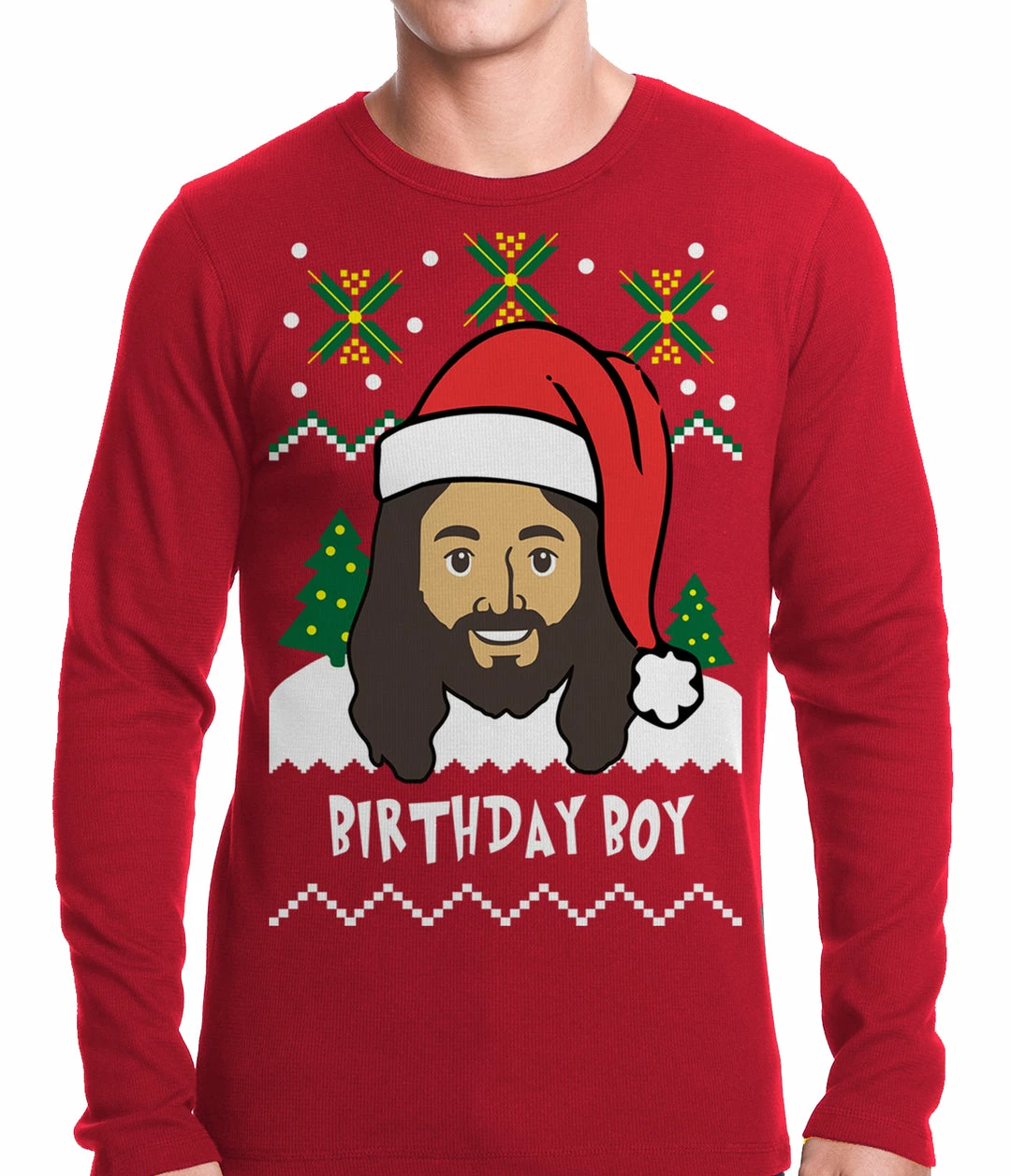 Bewild Holiday Prints Jesus - Birthday Boy - Ugly Christmas Thermal Shirt 3 Bewild Holiday Prints Jesus - Birthday Boy - Ugly Christmas Thermal Shirt