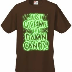 Bewild Halloween Costume T-shirts - Just Give Me The Damn Candy Glow In The Dark Mens T-shirt Halloween Prints