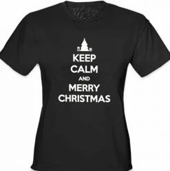 Bewild Holiday Prints Keep Calm And Merry Christmas Girl's T-Shirt