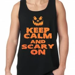 Bewild Halloween Prints Keep Calm And Scary On Funny Halloween Tank Top