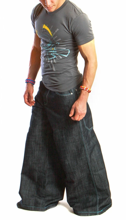 Bewild Kikwear Jeans - Kikwear 32" Bottom Super Deluxe Wide Leg Pant (Black Denim) 5 Bewild Kikwear Jeans - Kikwear 32" Bottom Super Deluxe Wide Leg Pant (Black Denim)