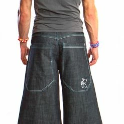 Bewild Kikwear Jeans - Kikwear 32" Bottom Super Deluxe Wide Leg Pant (Black Denim) 17 Bewild Kikwear Jeans - Kikwear 32