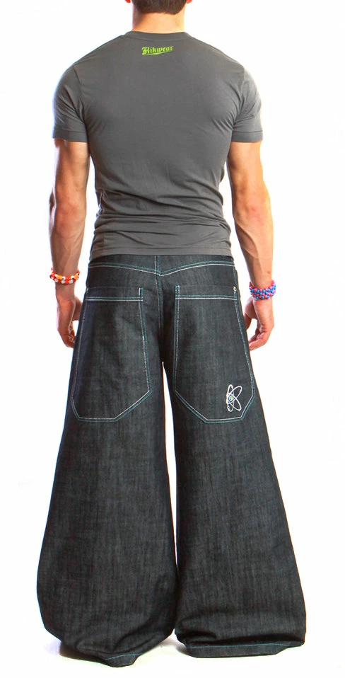 Bewild Kikwear Jeans - Kikwear 32" Bottom Super Deluxe Wide Leg Pant (Black Denim) 7 Bewild Kikwear Jeans - Kikwear 32" Bottom Super Deluxe Wide Leg Pant (Black Denim)