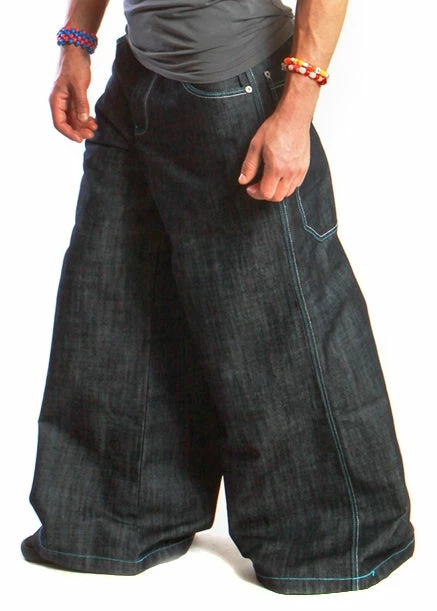 Bewild Kikwear Jeans - Kikwear 32" Bottom Super Deluxe Wide Leg Pant (Black Denim) 3 Bewild Kikwear Jeans - Kikwear 32" Bottom Super Deluxe Wide Leg Pant (Black Denim)