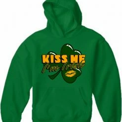 Bewild St.Patricks Day Kiss Me I'm Irish Shamrock Adult Hoodie