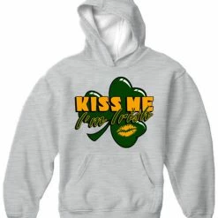 Bewild St.Patricks Day Kiss Me I'm Irish Shamrock Adult Hoodie