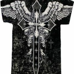 Bewild Konflic Big Cross Eagle All Over Print Mens T-Shirt (Black) 9 Bewild Konflic Big Cross Eagle All Over Print Mens T-Shirt (Black)