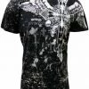 Bewild Konflic Big Cross Eagle All Over Print Mens T-Shirt (Black)