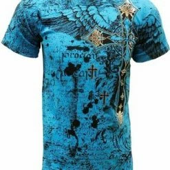 Bewild Konflic Big Cross Eagle All Over Print Mens T-Shirt (Blue)